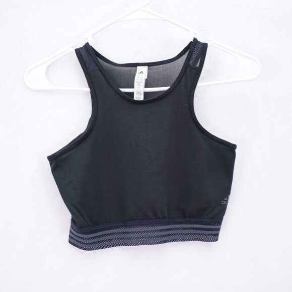 Adidas Black Running Crop Top Small Polyester Elastane‎ - Picture 1 of 5